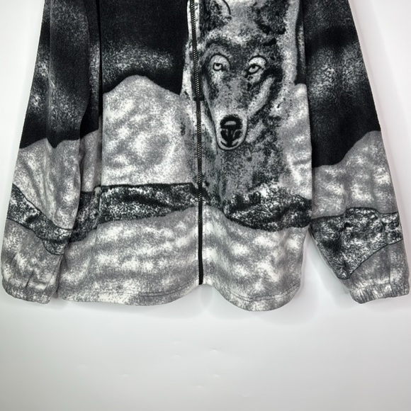 Bruno Galli Wolf AOP Fleece Full Zip Jacket Size Large - Picture 3 of 9